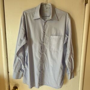 Lorenzo Uomo Men's Long Sleeve Button Up Cotton Light Blue Dress Shirt 15 1/2 39